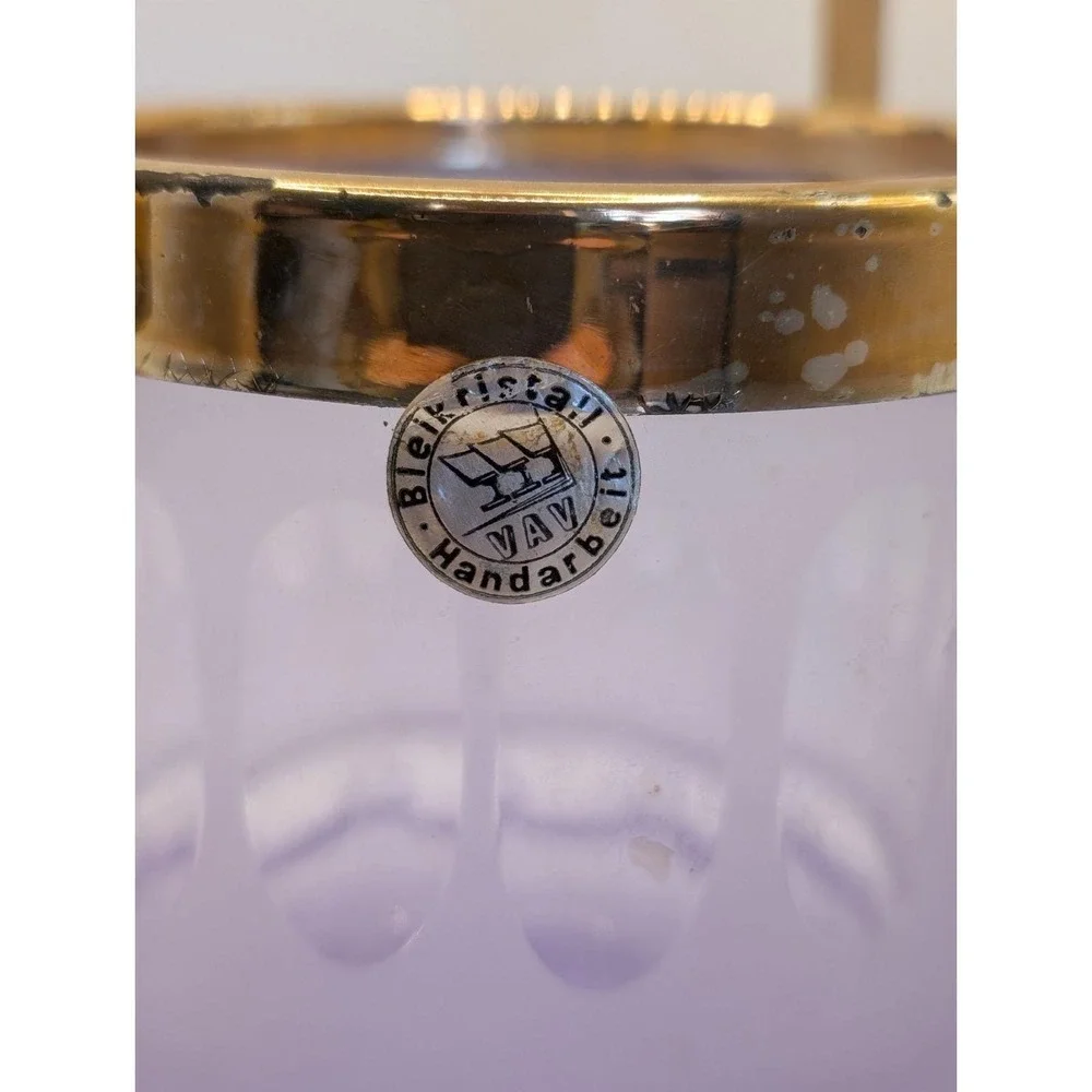 Vintage‎ Neodymium Alexandrite Glass Ice Bucket and 3 Tumbler Set Color Changing